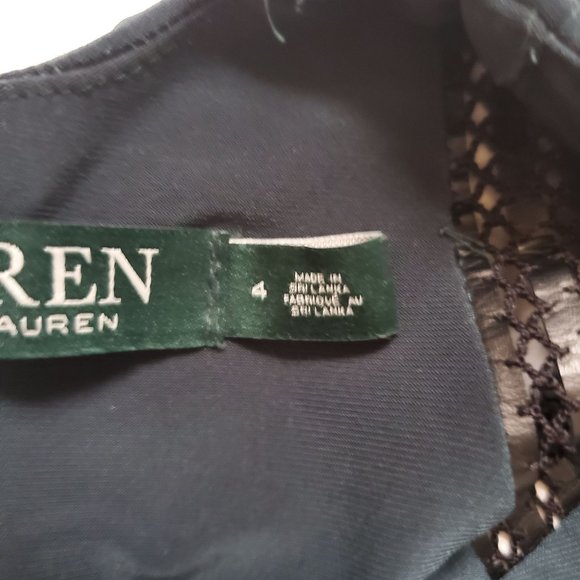 Lauren Ralph Lauren Women's Jonni Faux Leather Trim Gathered Sheath Dress Size 4 - Picture 14 of 15